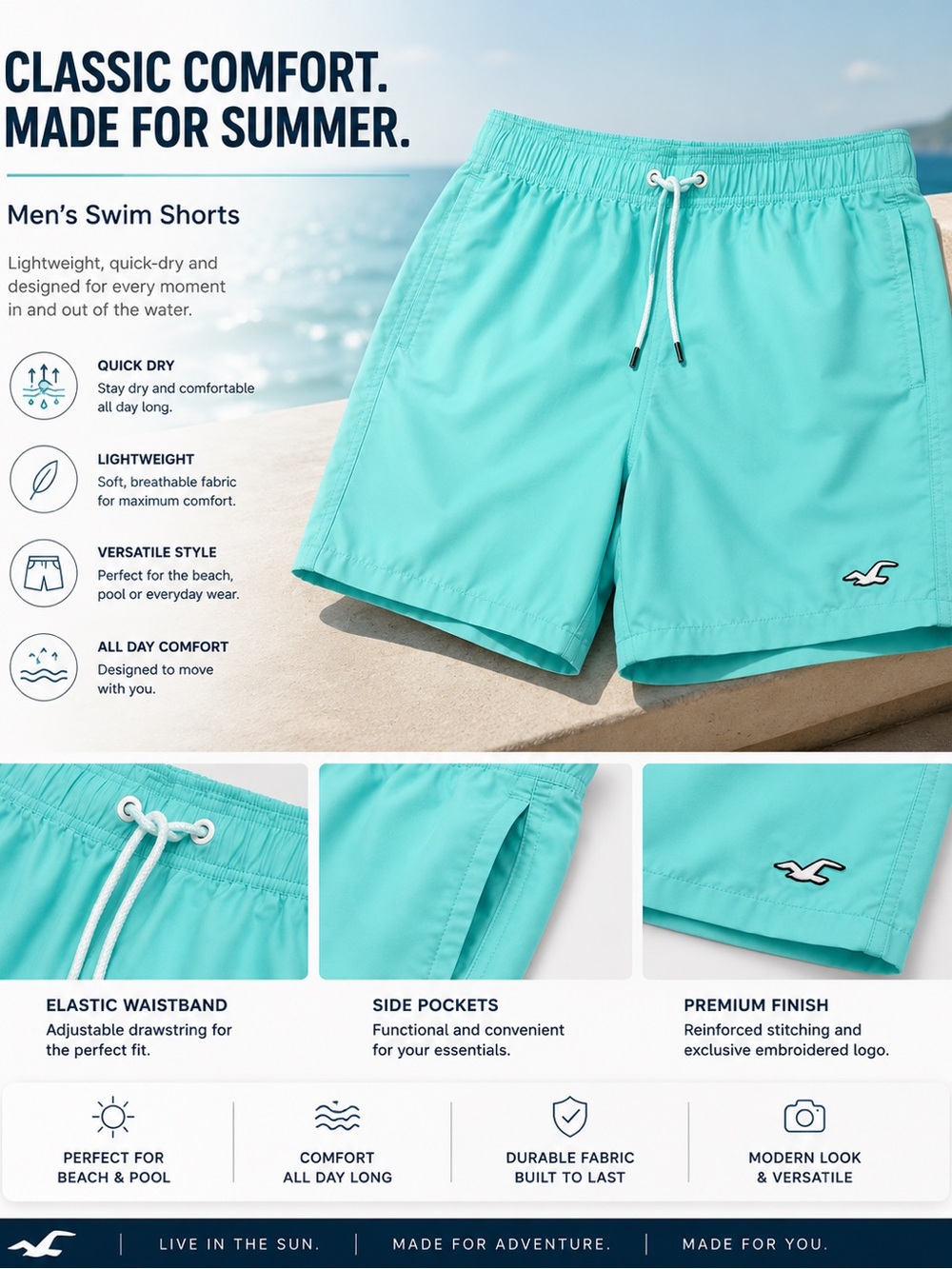 Hollister Men's Swim shorts / swim trunks  -  Large